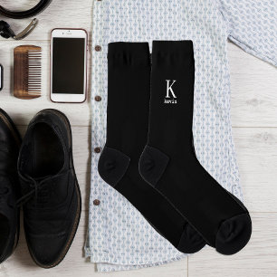 Mens monogram naam modern elegant zwart en wit sokken