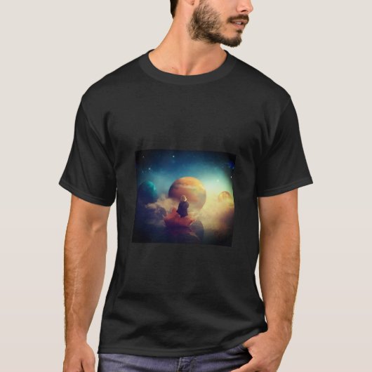 men's mystical child and planets t-shirt (Devant)