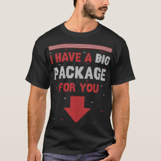 Mens Naughty Xmas I Have A Big Package Inappropria T-shirt
