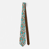 Men's Necktie Turquoise Brown Circles Stropdas (Voorkant)