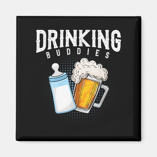 Mens New Dad Beer And Milk Joke Magneet (Voorkant)