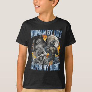 Mens Overdag Alpha 's Nachts Coole Grappige Alpha T-shirt