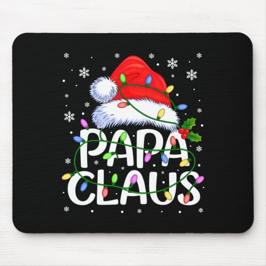 Mens Papa Claus Christmas Lights Long Sleeve  Muismat (Voorkant)