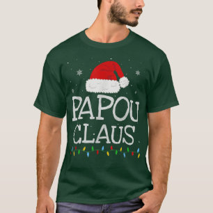 Mens Papou Claus Xmas Santa Hat Matching Christmas T-shirt