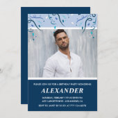 Mens Photo Marine Blue 57e anniversaire invitation (Devant / Derrière)