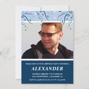 Mens Photo Marine Blue Invitations à 67e anniversa