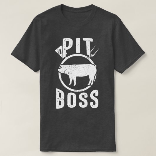 Mens Pit Boss Shirt BBQ Funny Pitmaster Pig Grilli (Design voorkant)