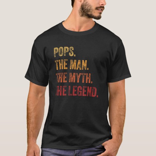 Mens Pops The Man The Myth The Legend Retro Father T-shirt (Voorkant)