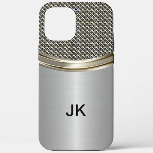 Mens Professional Monogram Metalen Uiterlijk iPhone 12 Pro Max Hoesje