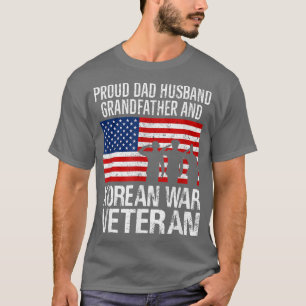 Mens Proud Dad Husband Grandfather and Korean War T-shirt