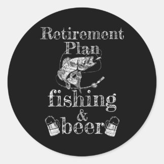 Mens Retirement Plan Fishing and Beer Fisherman Ronde Sticker