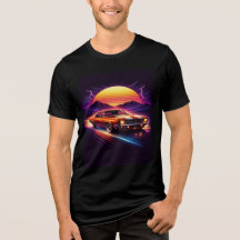 Mens Retro Auto Model  Zwarte T-Shirts