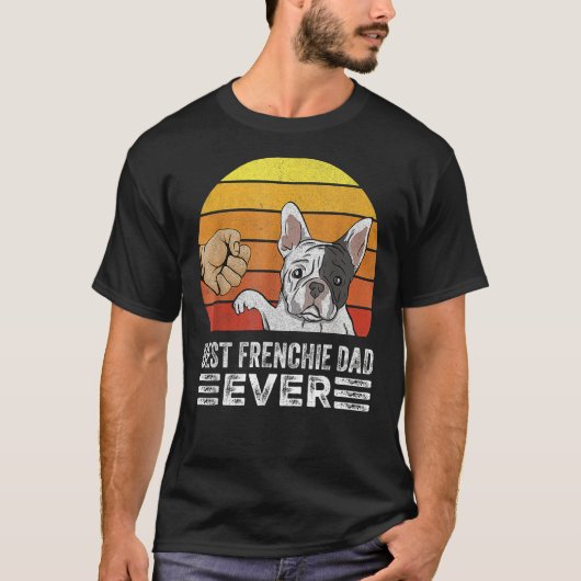 Mens Retro Best Frenchie Dad Ever  Daddy French Bu T-shirt (Voorkant)