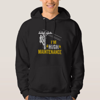 Mens Retro Electrician Lineman Journeyman I'm High Hoodie