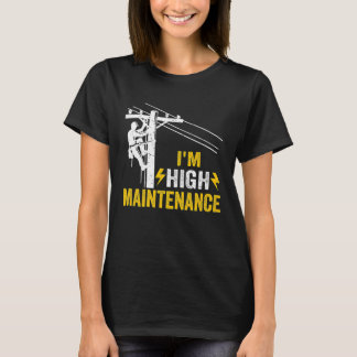 Mens Retro Electrician Lineman Journeyman I'm High T-shirt
