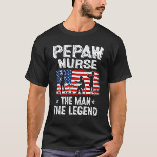 Mens Retro Us Vlag Vaderdag Pepaw Verpleegster De T-shirt