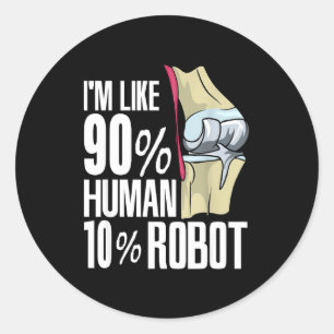 Mens Robot Nieuwe Knieoperatie Grap Functievervang Ronde Sticker