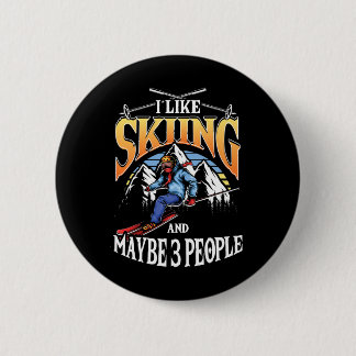 Mens Ski Lover I Like Skiing And Maybe 3 People  Ronde Button 5,7 Cm