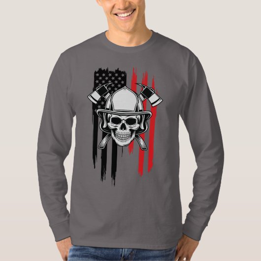 Mens Skull Firefighter  T-shirt (Voorkant)
