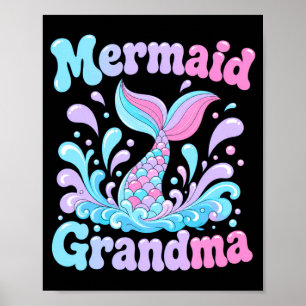 Mens speelse zeemeerminstaart met waterspatten poster