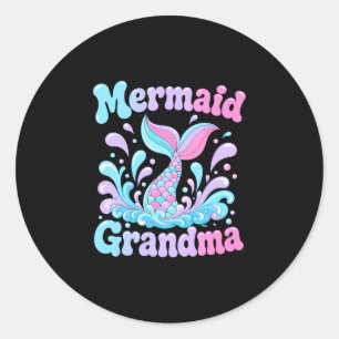 Mens speelse zeemeerminstaart met waterspatten ronde sticker