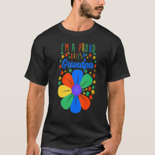 Mens Sunflower Trots Autisme Opa Autisme Bewustzij T-shirt
