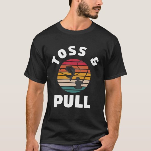 Mens Toss And Pull  Fishing  4 T-shirt (Voorkant)