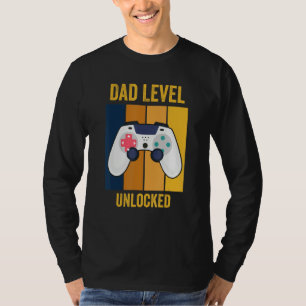 Mens Vader Level Ontgrendeld Gamer Vader Toekomsti T-shirt
