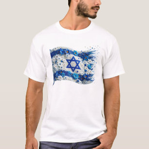 Mens van Israël Vlag bloeit in bloemen T-shirt
