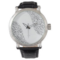 Men's Vintage Black Leather Strap Watch