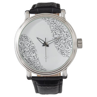 Men's Vintage Black Leather Strap Watch Horloge