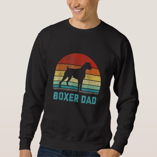 Mens Vintage Boxer Dad Dog Fathers Day Trui (Voorkant)
