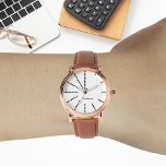 Mens Vintage élégant Rose Or Brown bracelet en cui<br><div class="desc">Créez votre propre personnalisation, personnalisée, élégant cool élégant unique classe moderne design noir et blanc triangles heures, monogrammed, mens rose or retro look vintage style brun bracelet en cuir. Entrez simplement votre nom / monogramme / initiales, pour customiser. Fait un grand cadeau, pour l'anniversaire, la remise des diplômes, la fête...</div>