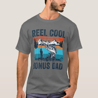 Mens Vintage Reel Cool Bonus Dad Funny Fathers Day T-shirt