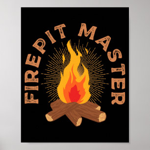 Mens vuurplaats master kamperen kampvuur kampeerde poster
