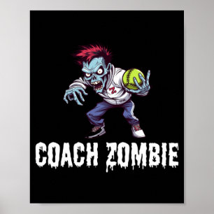 Mens Zombie gymleraar coach Halloween Poster
