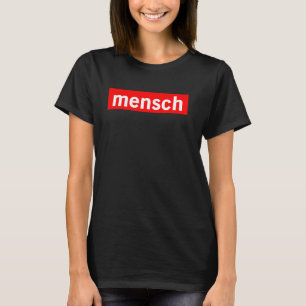 Mensch Red Logo Box Joods Jiddisch Goed Eerbiedig T-shirt
