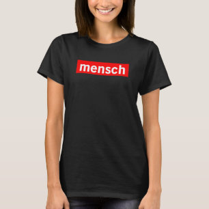 Mensch Red Logo Box Joods Jiddisch Goed Eerbiedig T-shirt