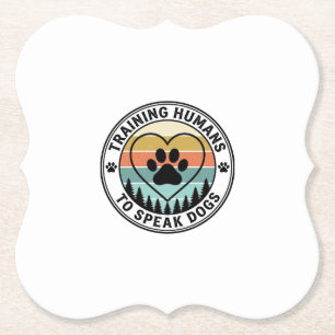 Menschen trainen om honden te spreken Vintage Paw Kartonnen Onderzetters