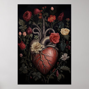Menselijk Hart Met Bloemenprint, Valentijnshart Poster