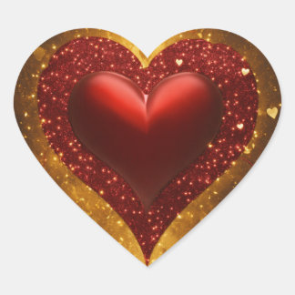 Menselijk hart van gouden glitter met rode glitter sticker