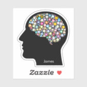 Menselijk hoofd silhouet met geschetste hersenen sticker (Vel)