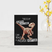 Menselijk Kostuum Dino Halloween Freakin Velocirap Kaart (Gele Bloem)