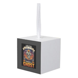 Menselijk Kostuum Spook Pompoen Hoofd Kerkhof Spin Kubus Ornament