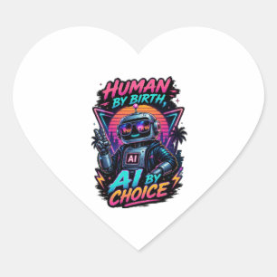 Menselijk van Geboorte Ai bij Keuze Grappig Neon R Hart Sticker