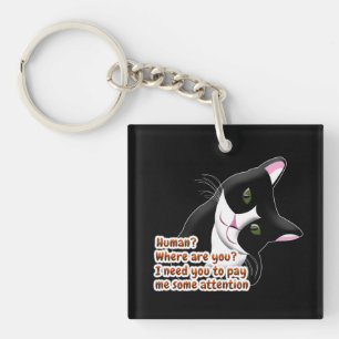 Menselijk? Waar ben je? Kat Sleutelhanger