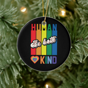 Menselijk   Wees vriendelijk   Regenboog   LGBTQ Keramisch Ornament