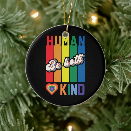 Menselijk | Wees vriendelijk | Regenboog | LGBTQ Keramisch Ornament (Boom)