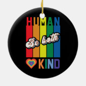 Menselijk | Wees vriendelijk | Regenboog | LGBTQ Keramisch Ornament (Achterkant)