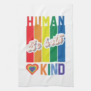 Menselijk Wees vriendelijk Regenboog LGBTQ Theedoek
